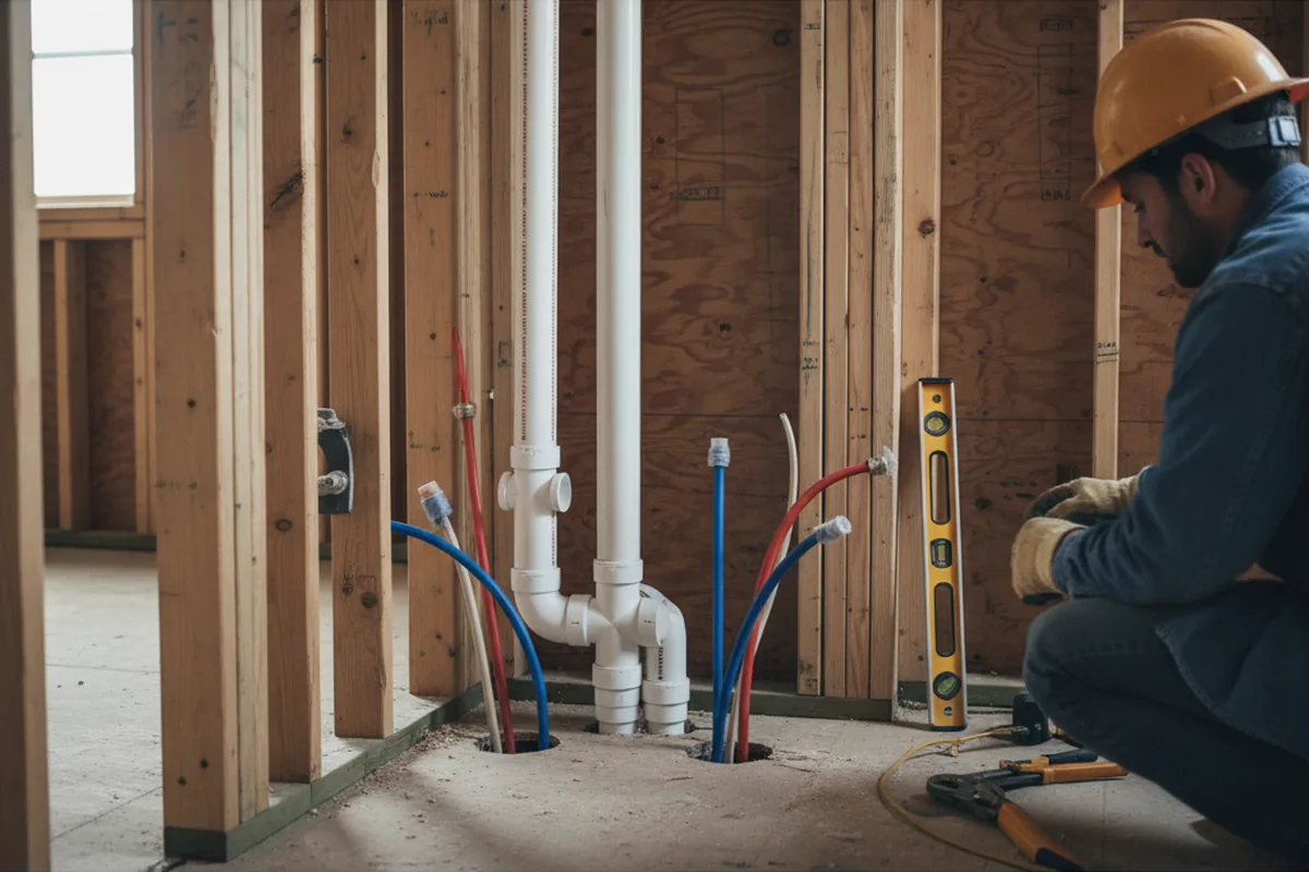Drain and supply rough-in during Garbage Disposal Repair in Radcliff