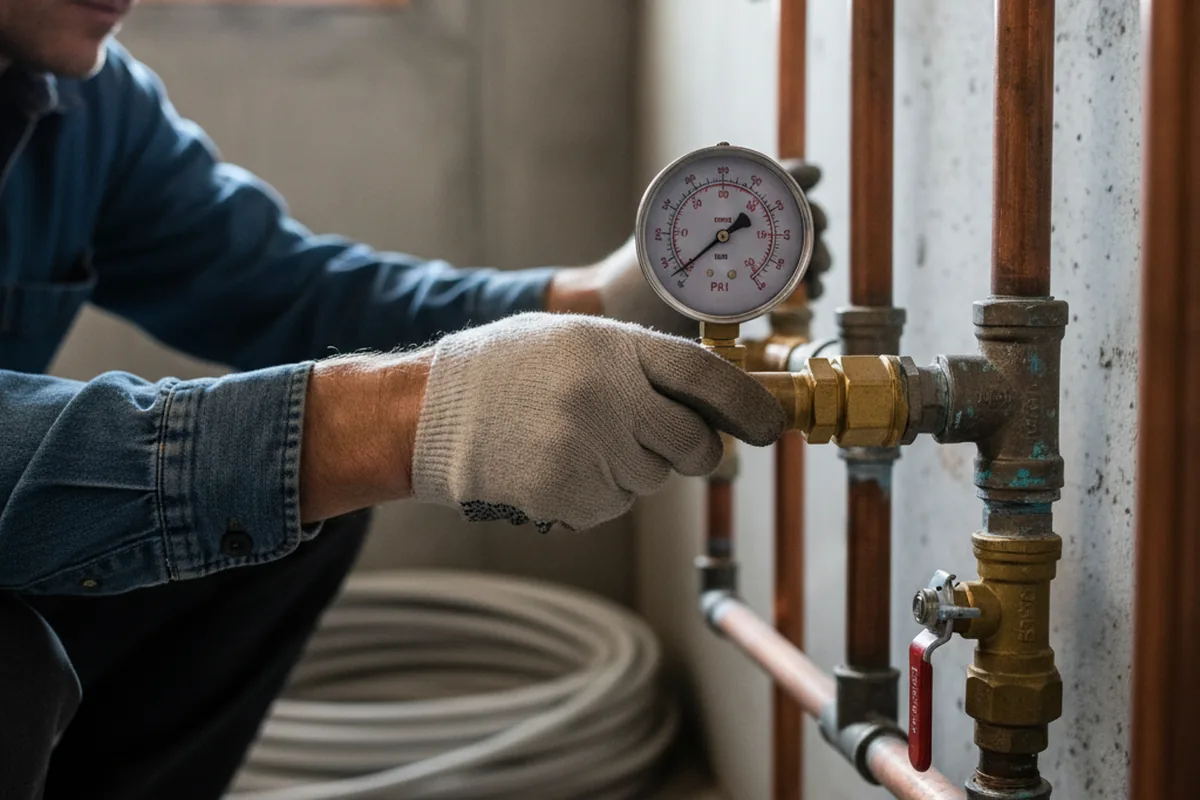 Pressure testing a repaired line during Water Line Repair in Radcliff